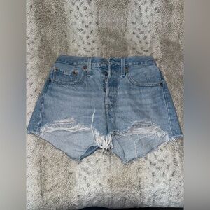 Levi's Light Blue Distressed Jean Shorts